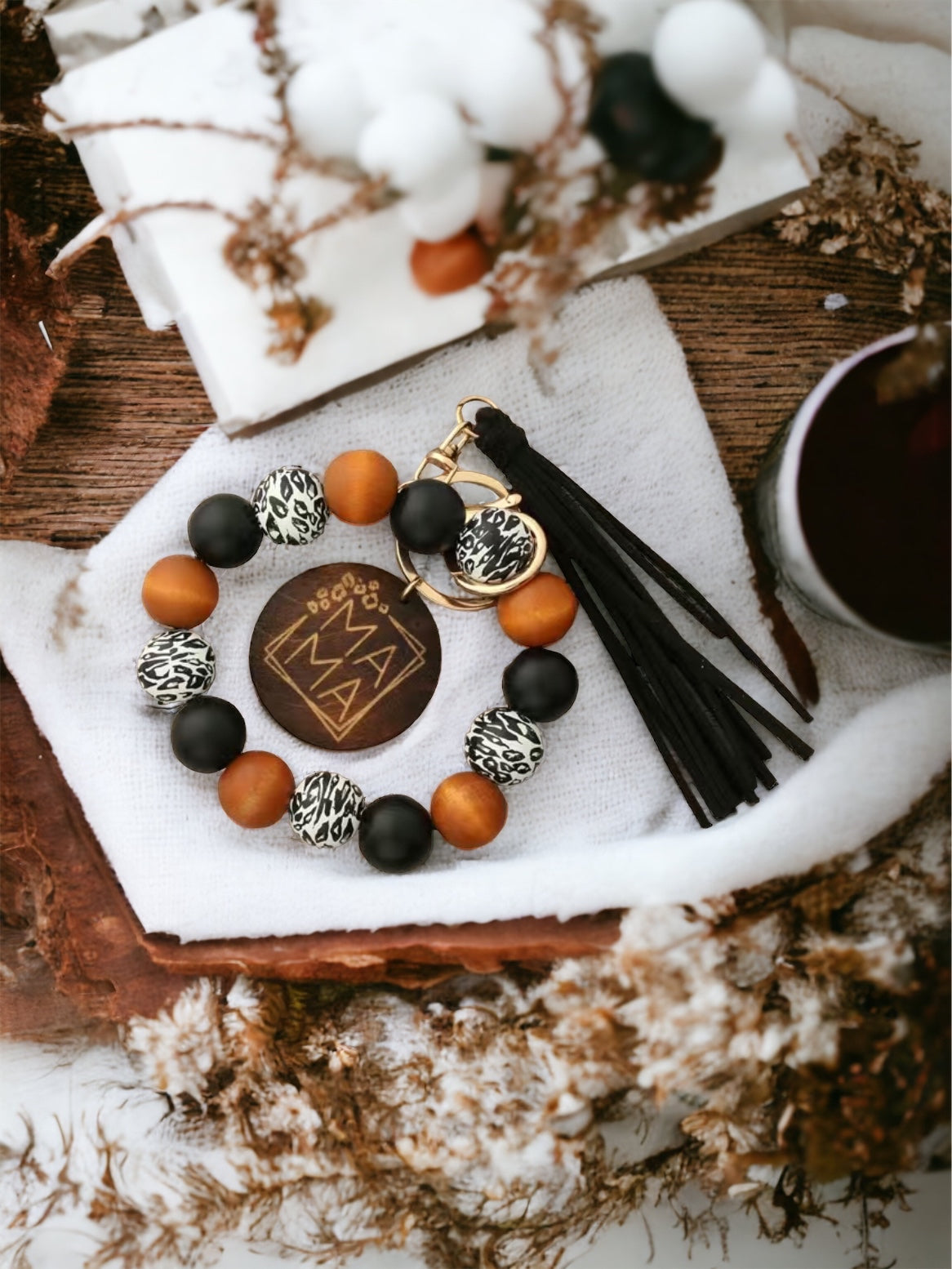 Beaded Wristlet Bangle Keychains