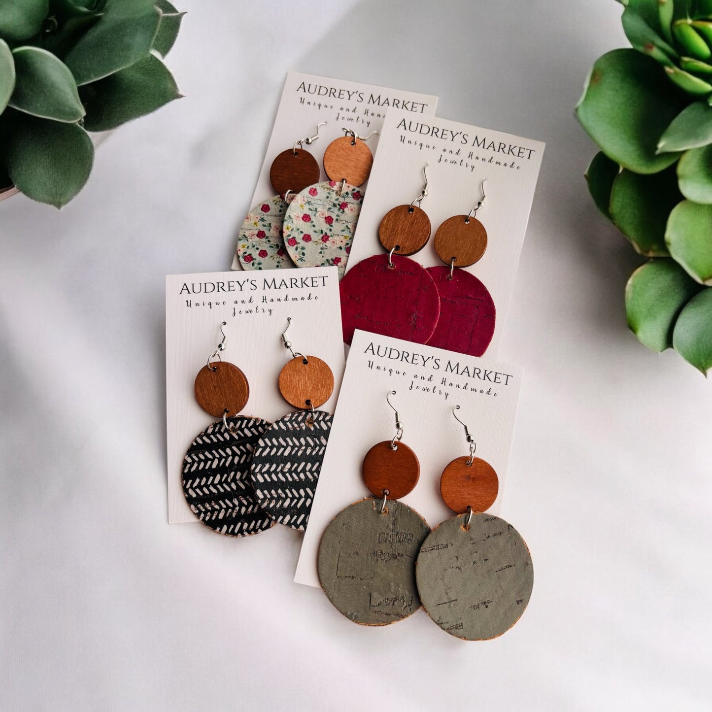 Lightweight Wooden Cork Earrings - Available in 4 Gorgeous Styles