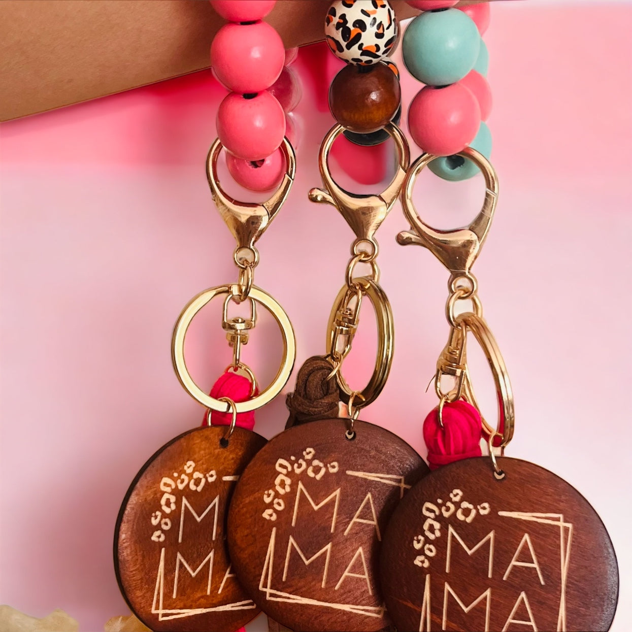 Beaded Wristlet Bangle Keychains