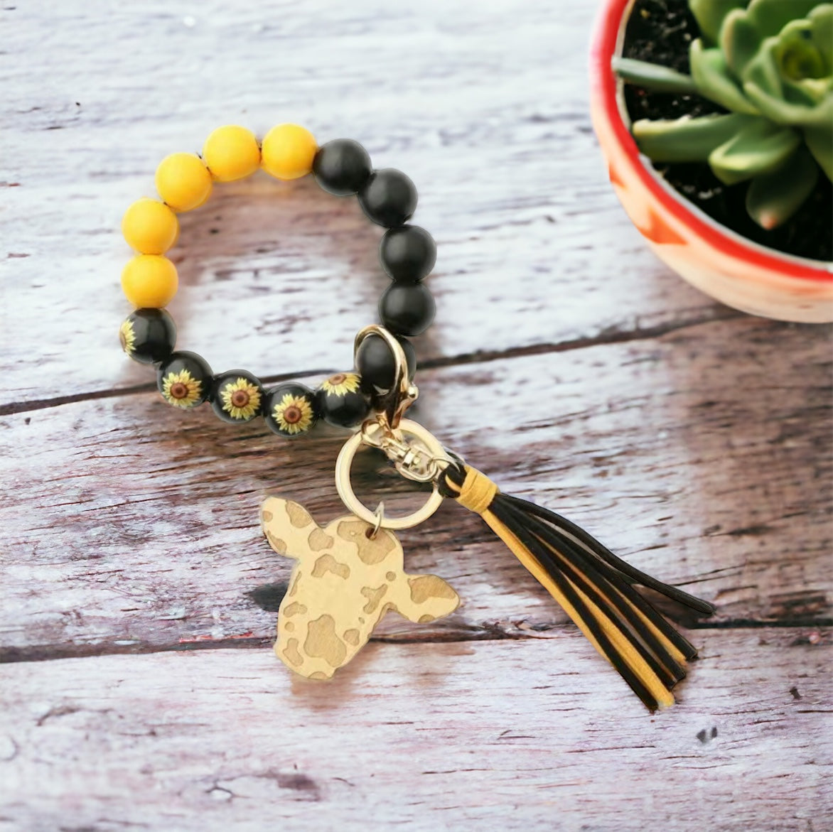 Beaded Wristlet Bangle Keychains