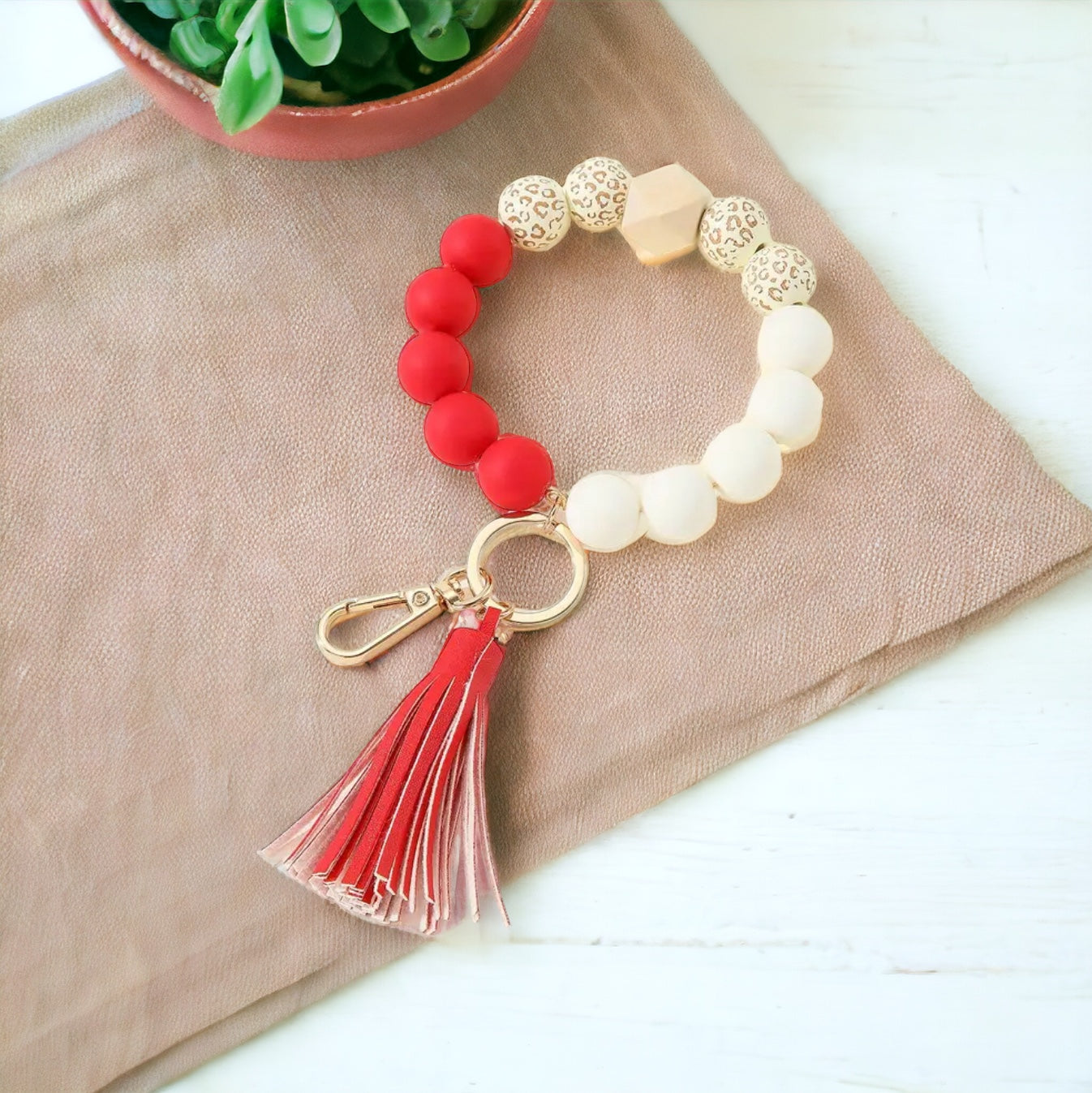 Beaded Wristlet Bangle Keychains