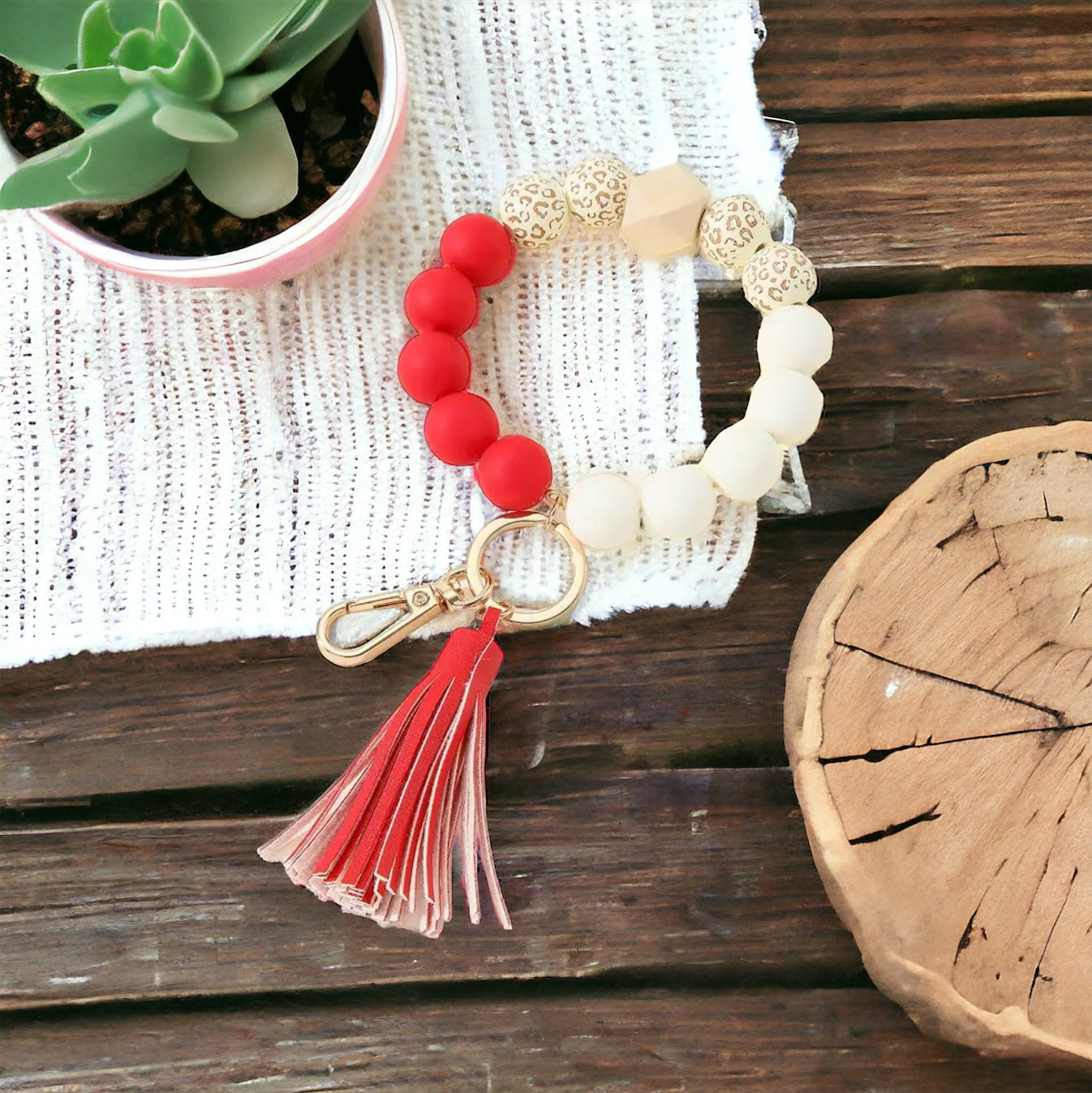 Beaded Wristlet Bangle Keychains