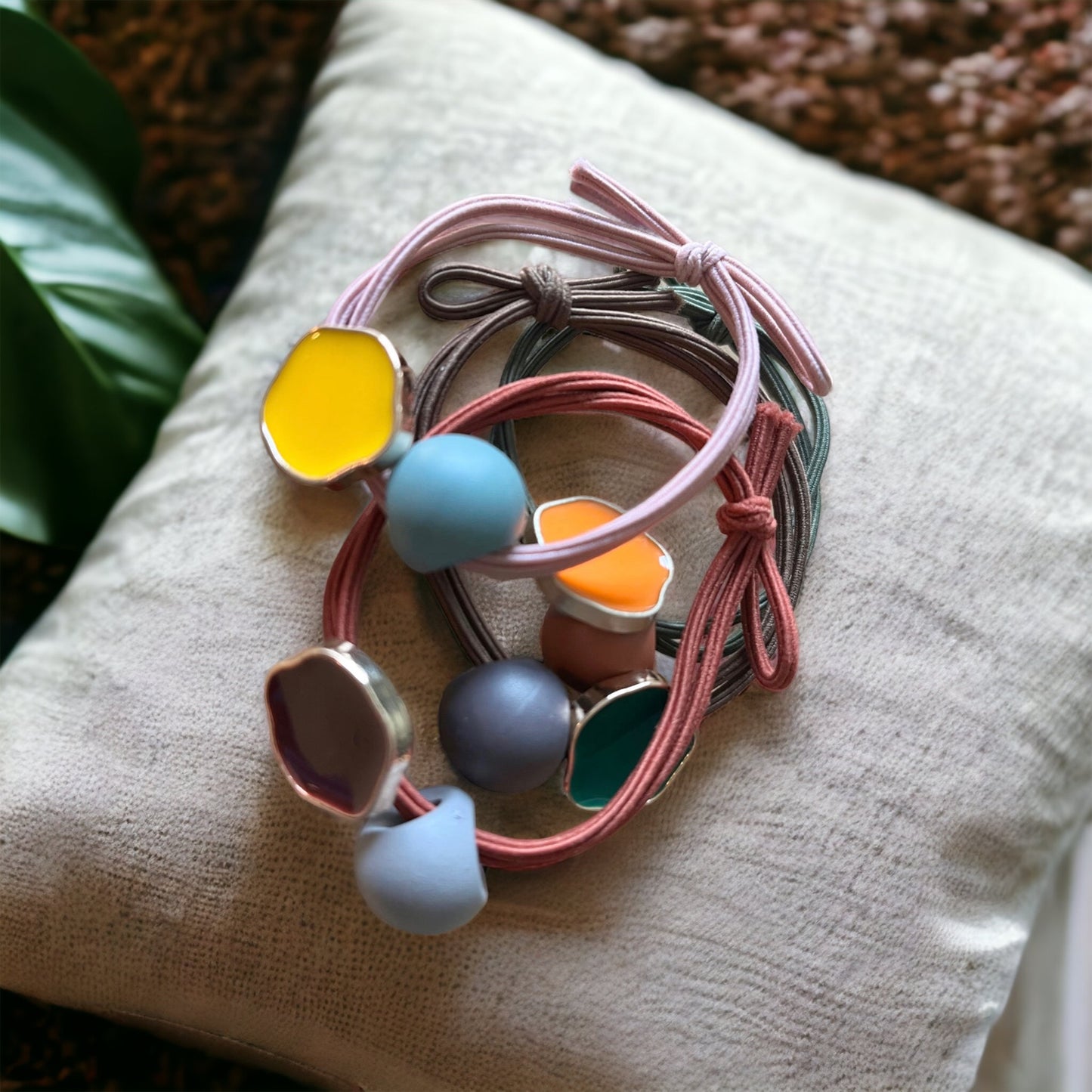 Colored Bauble Unique Hair Ties 4 Pack