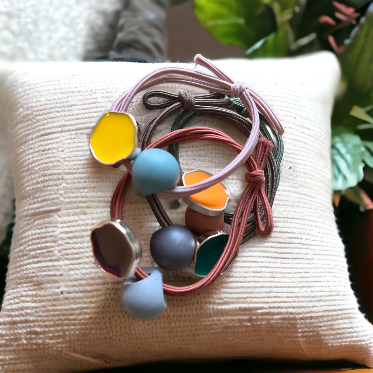 Colored Bauble Unique Hair Ties 4 Pack