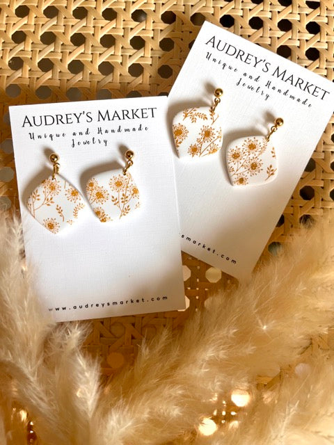 Dandelion Floral Delicate Clay Earrings