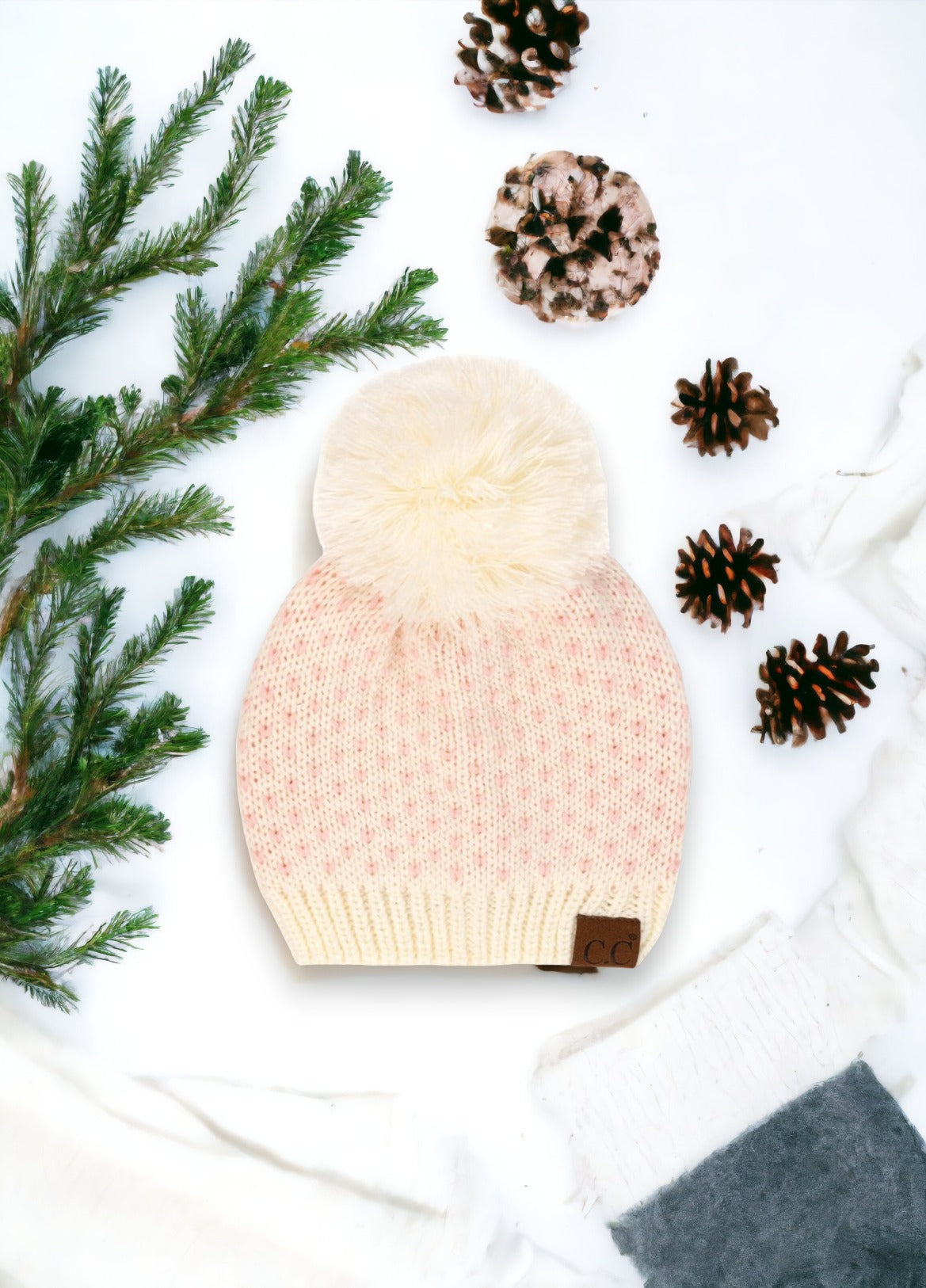 NEW CC Exclusive Womens Pom Knit Hearts Beanie - 4 Cute Styles!
