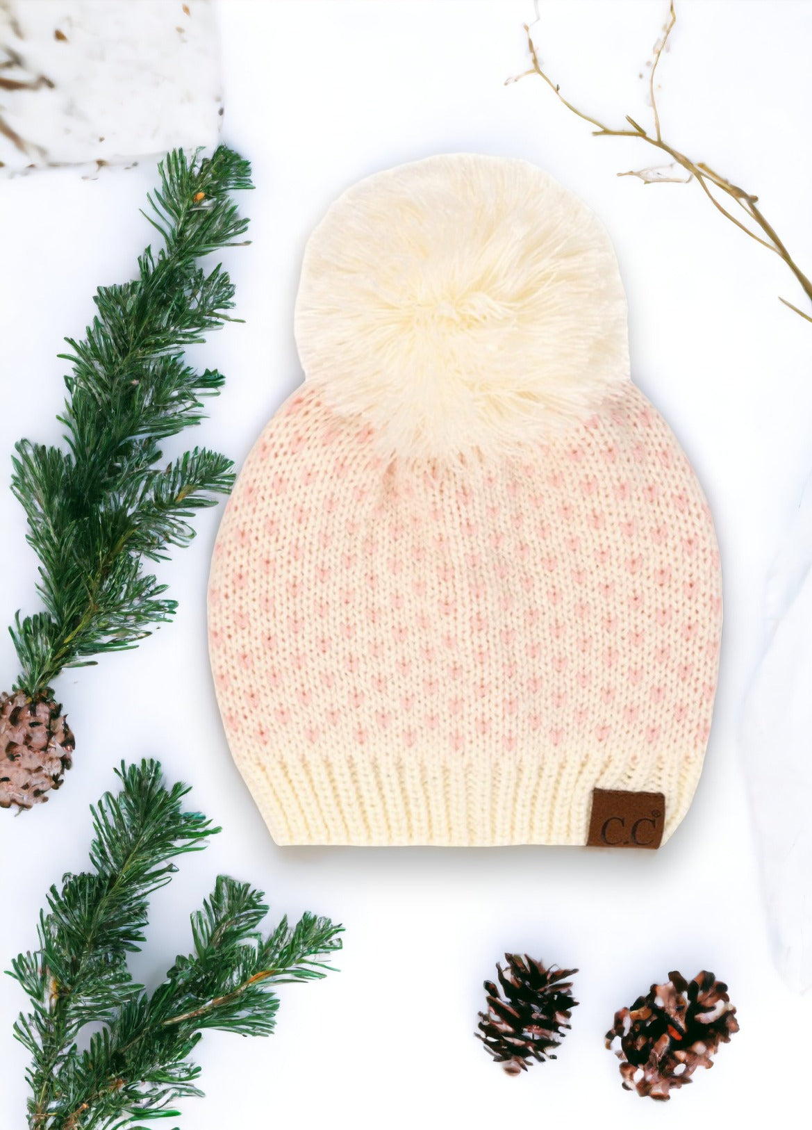 NEW CC Exclusive Womens Pom Knit Hearts Beanie - 4 Cute Styles!