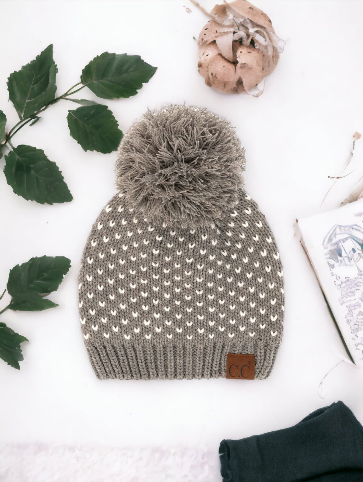 NEW CC Exclusive Womens Pom Knit Hearts Beanie - 4 Cute Styles!