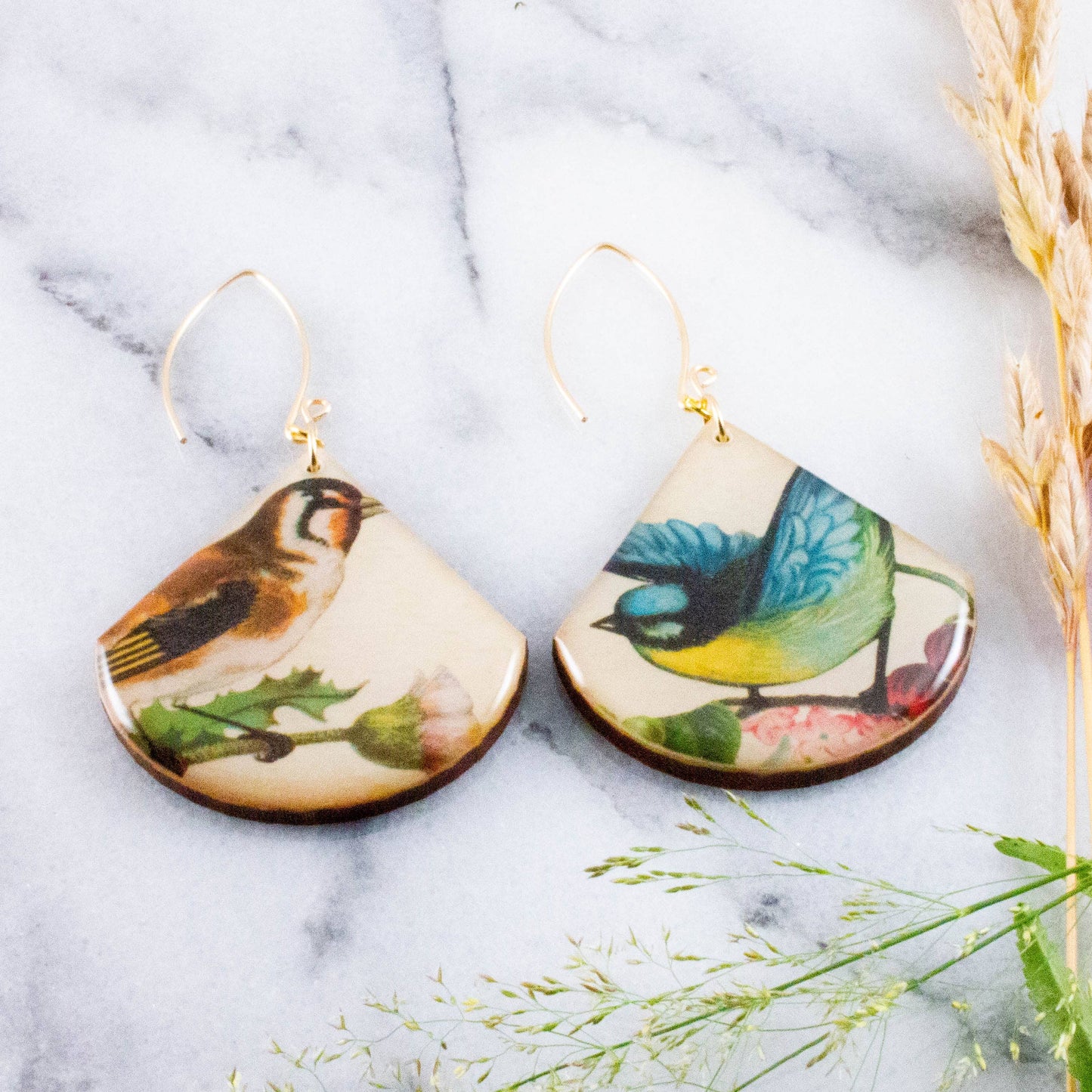 Oversize Fan Vintage Bird Earrings