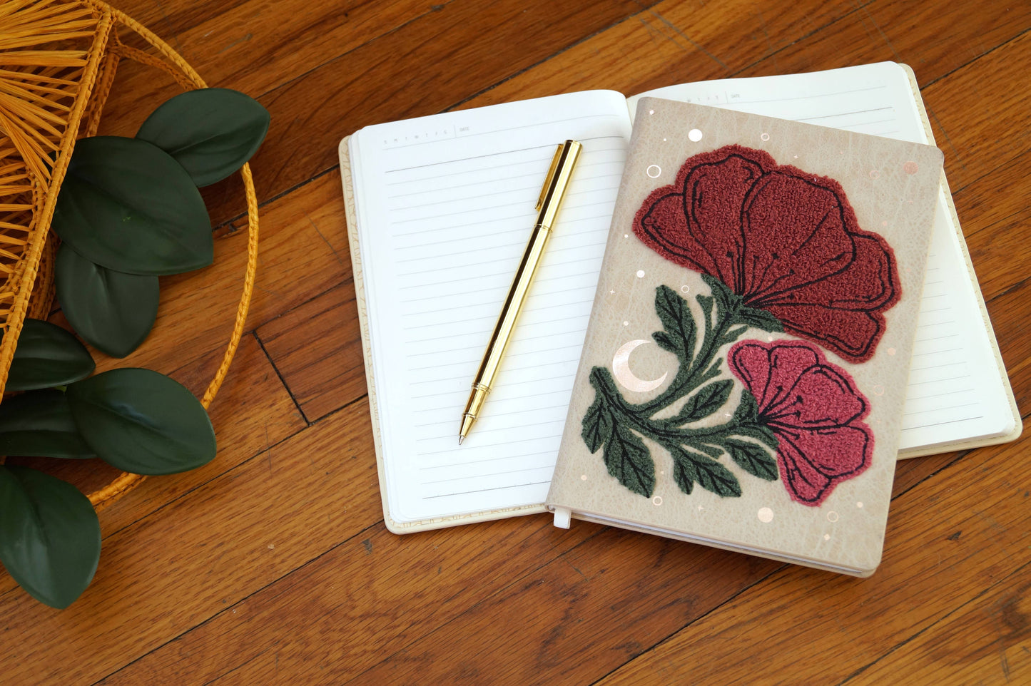 Double Bloom Embroidered Botanical Floral Journal