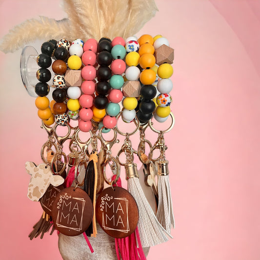 Beaded Wristlet Bangle Keychains