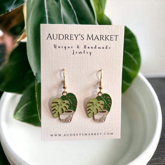 Plant Lover Monstera Earrings