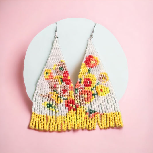 Bohemian Tassel Colorful Beaded Florals