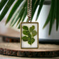 Pressed Dried Flower Botanical Resin Necklace - Green Fern or Red Flower + FREE GIFT BOX!