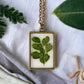 Pressed Dried Flower Botanical Resin Necklace - Green Fern or Red Flower + FREE GIFT BOX!