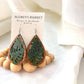 Wooden Green + Brown Monstera Plant Earrings
