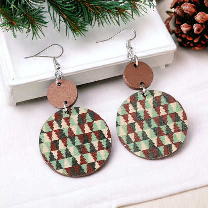 Wood + Clay Christmas Dangle Earrings
