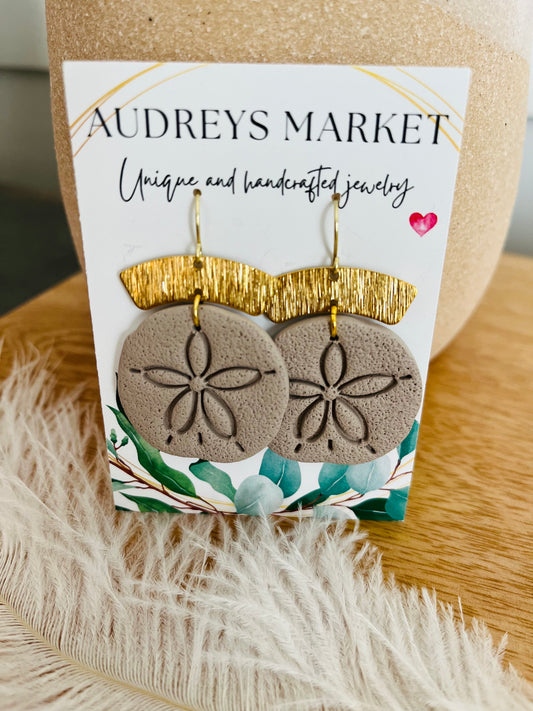 Polymer Clay Earrings | Textured Sand Dollar