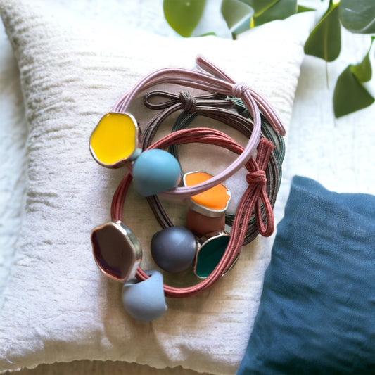 Colored Bauble Unique Hair Ties 4 Pack