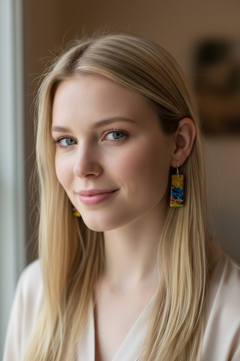 Vintage Bluebird Tapered Rectangle Earrings