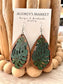 Wooden Green + Brown Monstera Plant Earrings