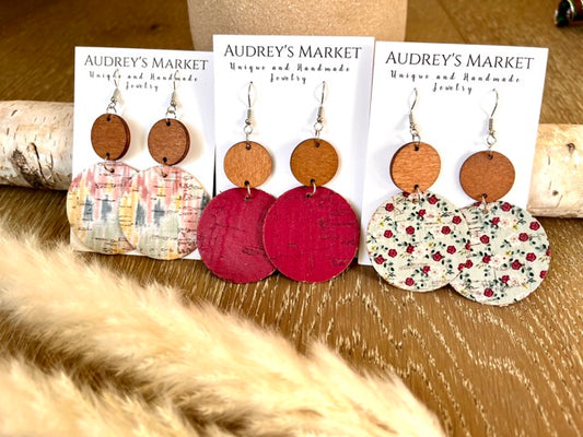 Lightweight Wooden Cork Earrings - Available in 3 Gorgeous Styles