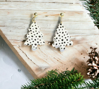 Wood + Clay Christmas Dangle Earrings