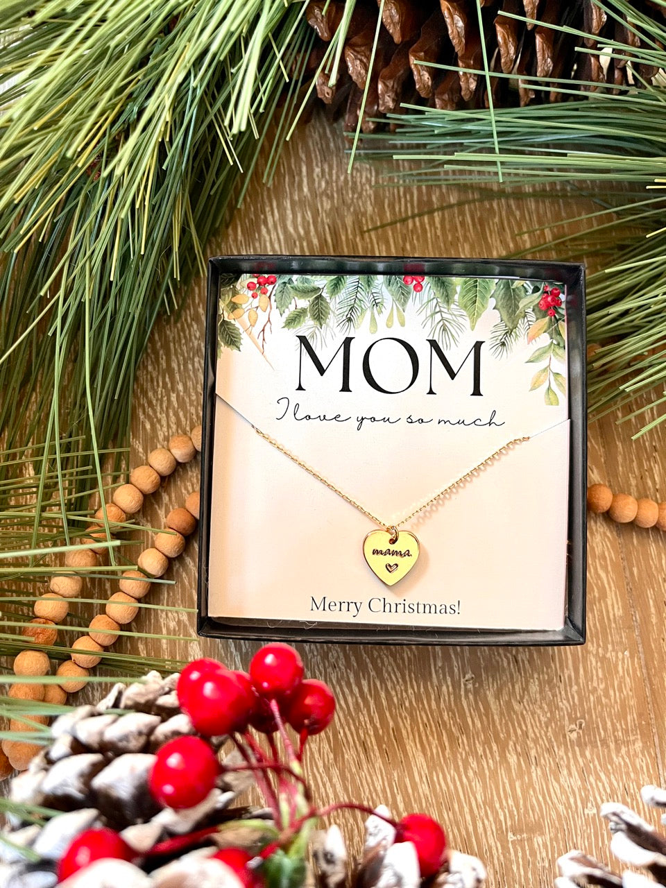 Gold Heart Minimalist Mama Necklace + FREE Gift Box