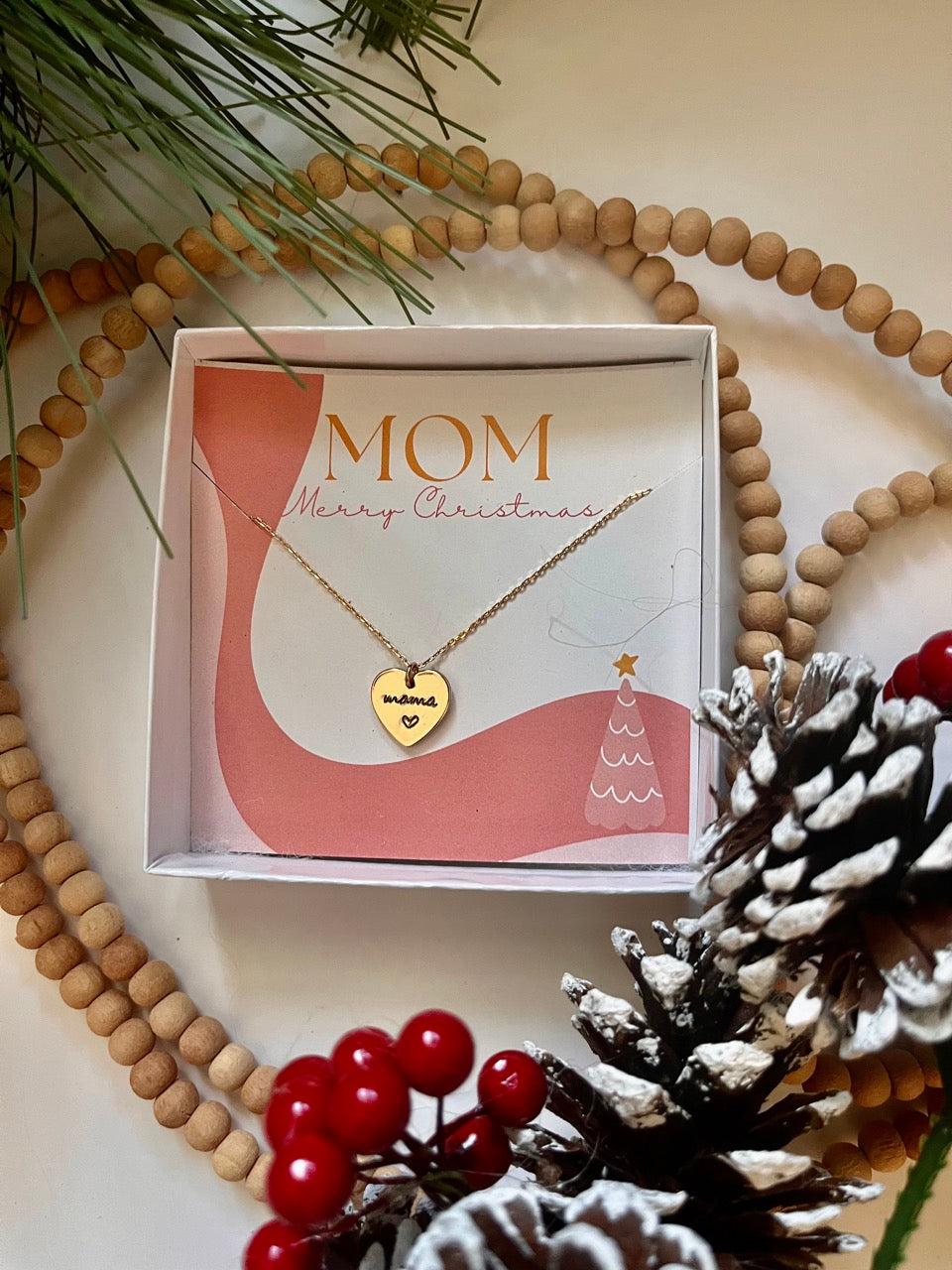 Gold Heart Minimalist Mama Necklace + FREE Gift Box