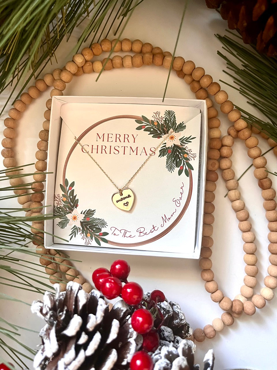 Gold Heart Minimalist Mama Necklace + FREE Gift Box