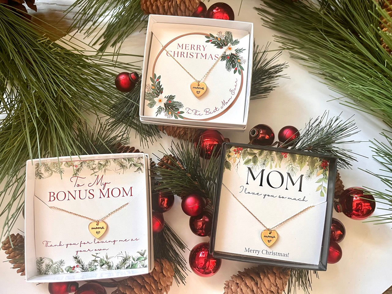 Gold Heart Minimalist Mama Necklace + FREE Gift Box