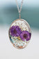 Purple Oval Pressed Flower Botanical Necklace