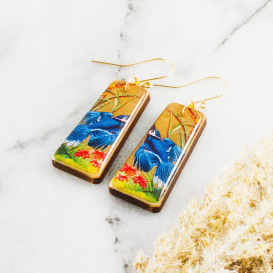 Vintage Bluebird Tapered Rectangle Earrings