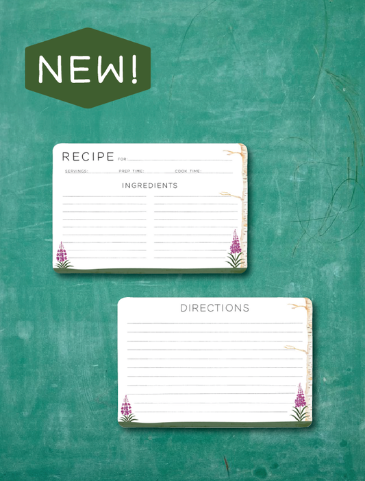 Fireweed Floral Recipe Cards With Rounded Corners