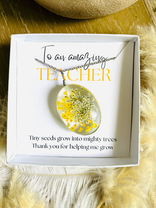 Teacher Gift Botanical Necklace Collection With FREE Gift Box + Packaging