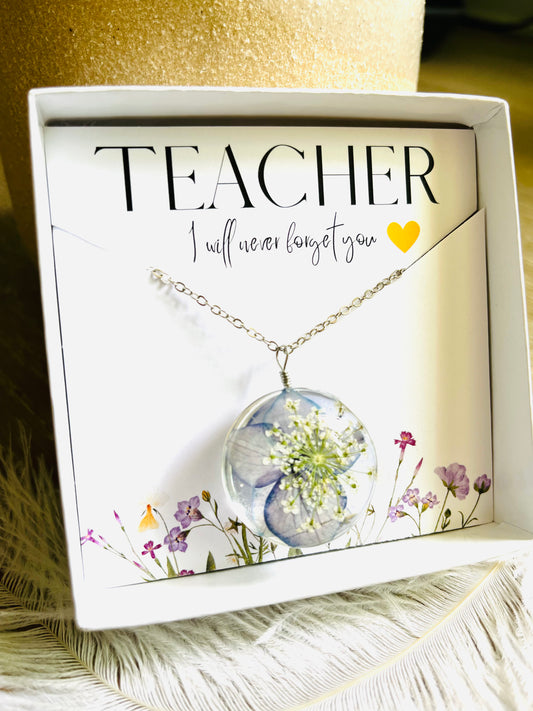Teacher Gift Botanical Necklace Collection With FREE Gift Box + Packaging