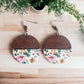 Lightweight Wooden Leather Botanical Floral Earrings