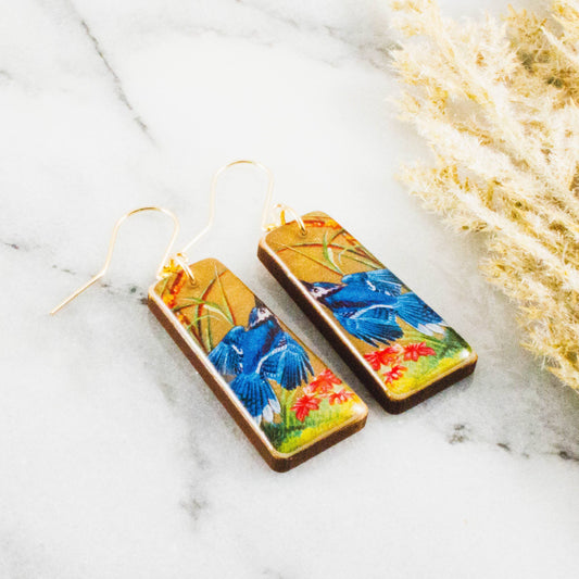 Vintage Bluebird Tapered Rectangle Earrings
