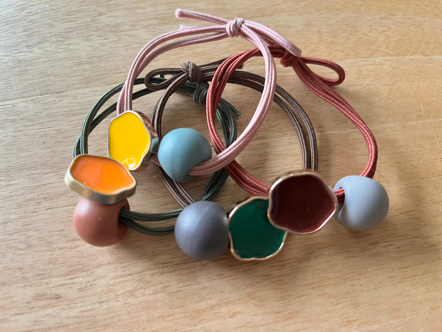Colored Bauble Unique Hair Ties 4 Pack