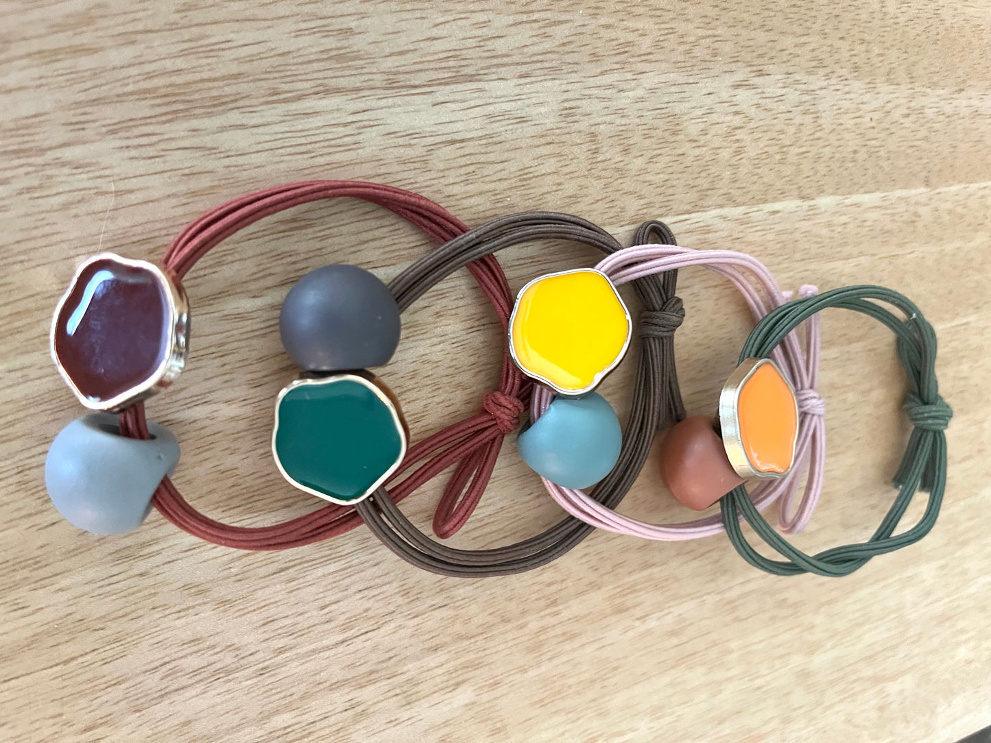 Colored Bauble Unique Hair Ties 4 Pack