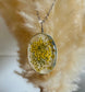 Pressed Flower Resin Botanical Glass Necklace in 3 Styles - Yellow Wildflower, Yellow Poppies, & Purple Poppy Design