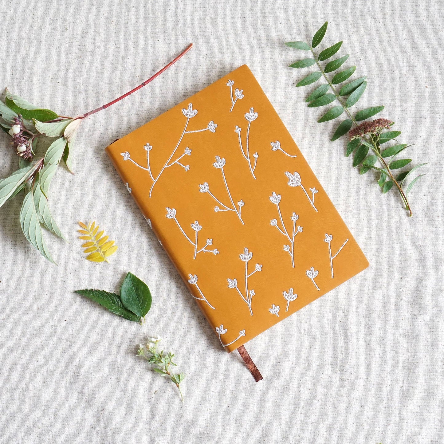 Samantha Embroidered Layflat Softcover Boho Floral Journal