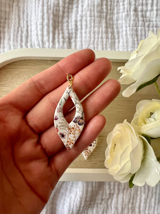 Handmade Butterfly Botanical Garden Clay Earrings - Available in Two Styles