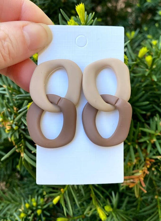Neutral Linked Acrylic Unique Statement Earrings